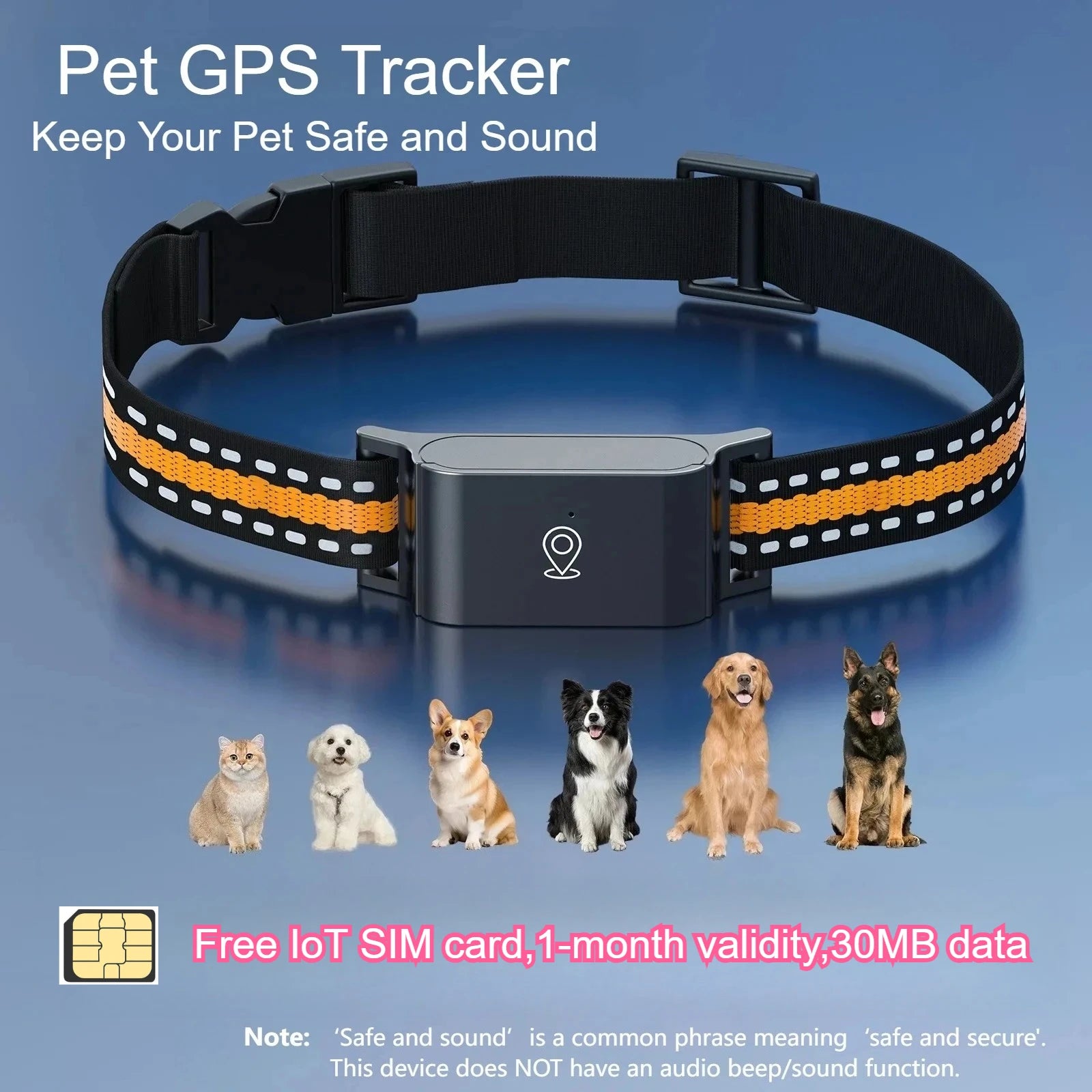 Collier traceur GPS 4G pour chien avec suivi en temps réel, carte gratuite