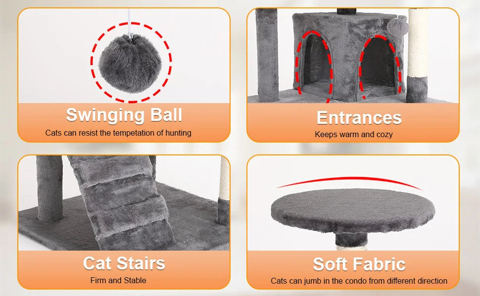 Arbre à chat, et balle suspendue