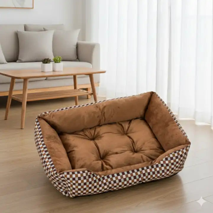 Lit carré moelleux pour chien – style élégant et rembourrage épais pour un confort royal