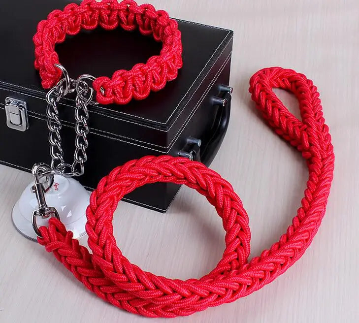 Laisse et collier rouge multicolore pour chien – design moderne et tendance, accessoire confortable